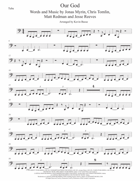 Our God Easy Key Of C Tuba Sheet Music