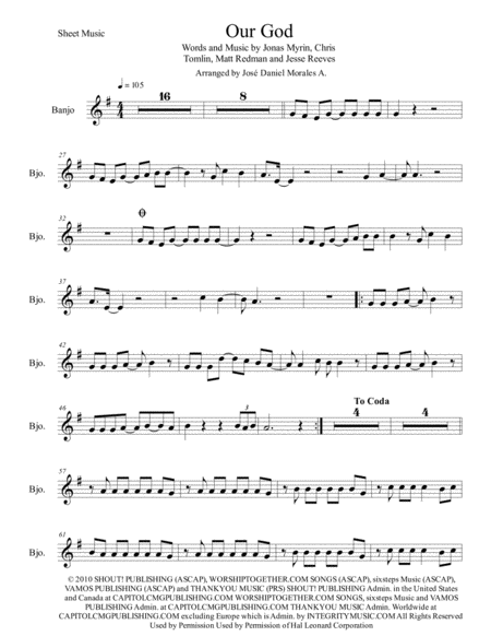 Our God For Banjo Sheet Music