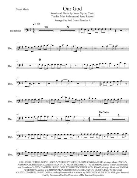 Free Sheet Music Our God For Trombone