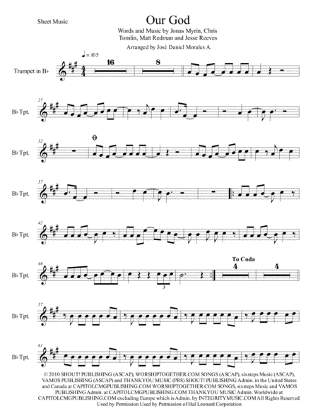 Free Sheet Music Our God For Trumpet In Bb