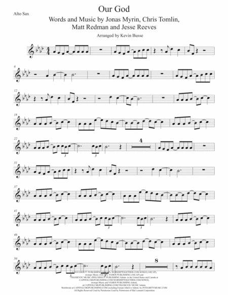 Our God Original Key Alto Sax Sheet Music