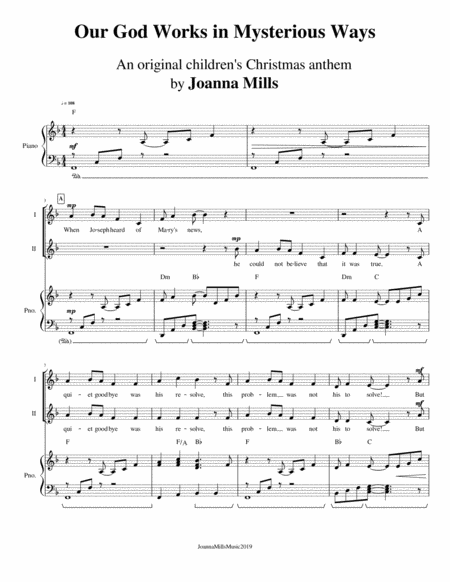Free Sheet Music Our God Works In Mysterious Ways 2 Part Choir