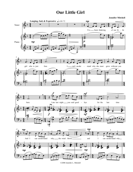 Free Sheet Music Our Little Girl