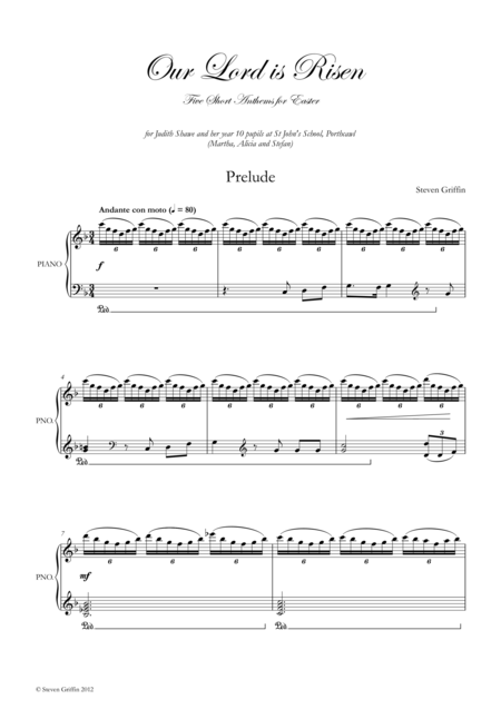 Our Lord Is Risen 5 Short Anthems For Easters A Bar Sheet Music