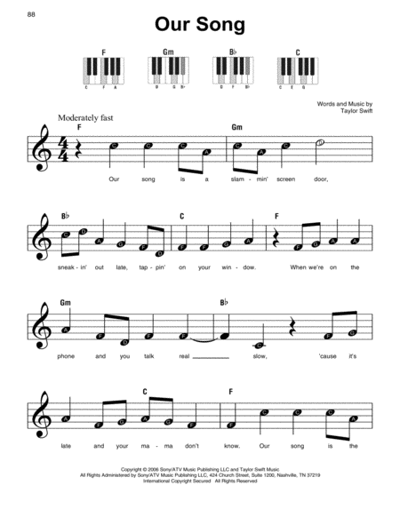 Our Song Sheet Music