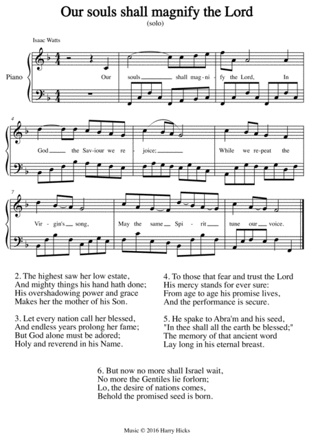 Our Souls Shall Magnify The Lord A New Tune To A Wonderful Isaac Watts Hymn Sheet Music