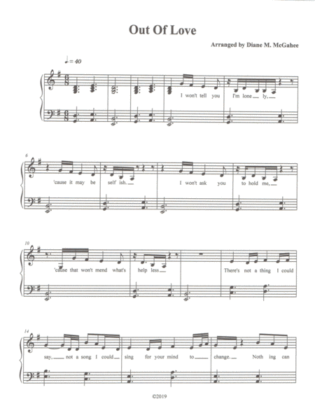 Out Of Love Sheet Music