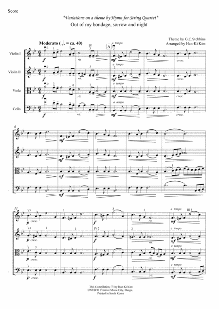 Out Of My Bondage Sorrow And Night Fors Quartet Sheet Music