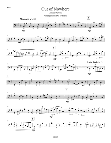 Free Sheet Music Out Of Nowhere Bass