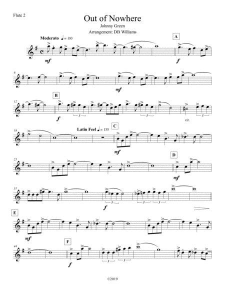 Free Sheet Music Out Of Nowhere Flute 2