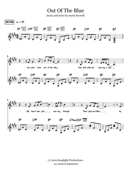 Out Of The Blue Sheet Music