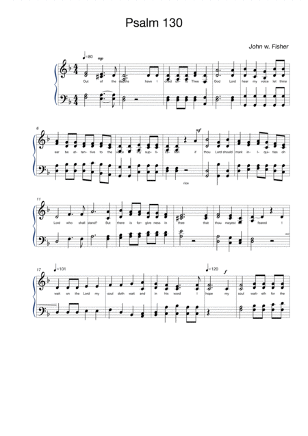 Free Sheet Music Out Of The Depths Psalm 130