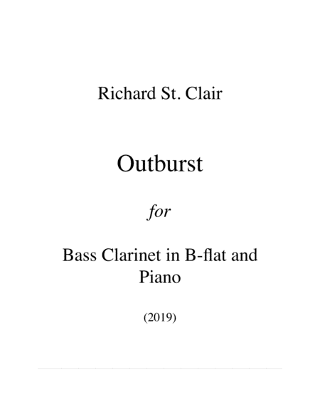 Free Sheet Music Outburst For Bass Clarinet In B Flat And Piano Score And Part