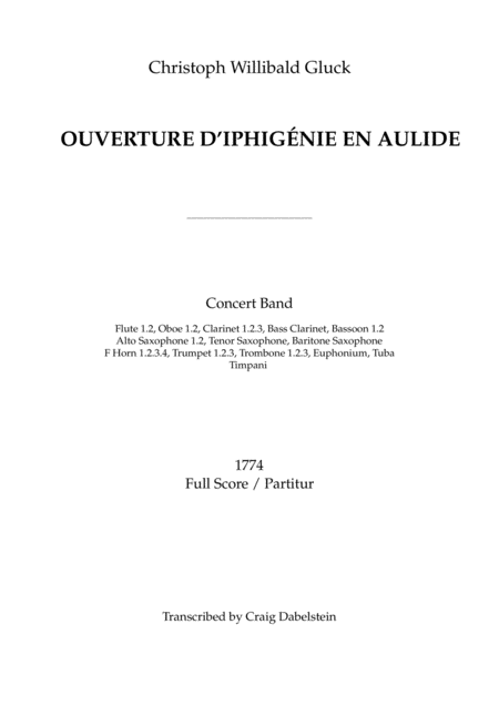 Ouverture D Iphignie En Aulide Sheet Music