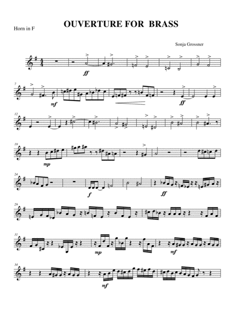 Ouverture For Brass Horn Part Sheet Music