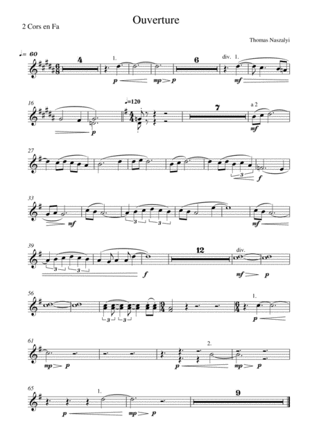 Free Sheet Music Ouverture Horn In F Part