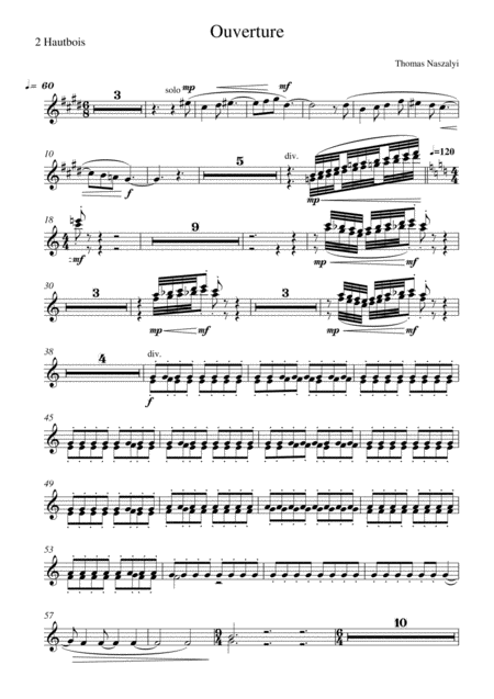 Ouverture Oboe Part Sheet Music