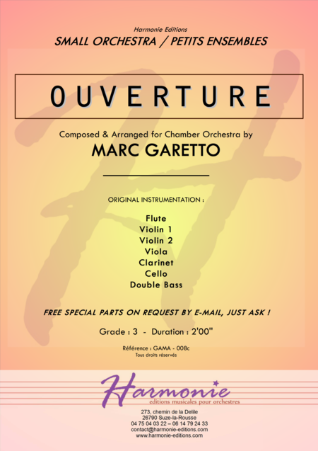 Ouverture Overture Marc Garetto 2016 Chamber Music Contest Entry Sheet Music