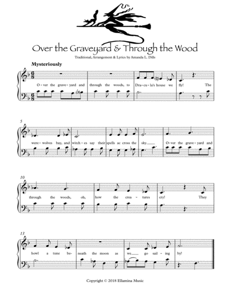 Over The Graveyard And Through The Wood Easy Piano Sheet Music