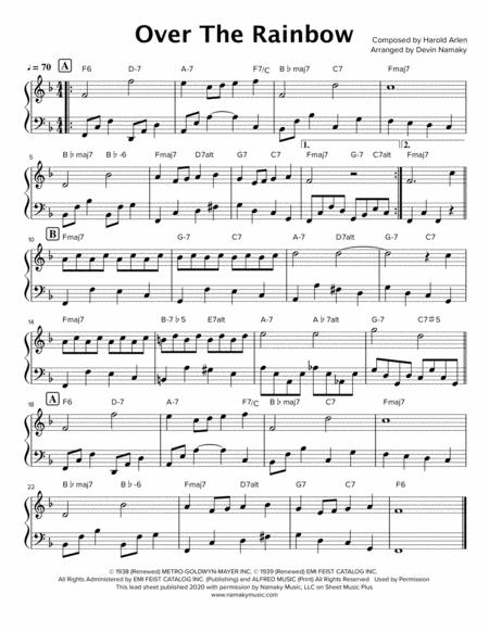 Over The Rainbow Beginner Piano Solo Sheet Music