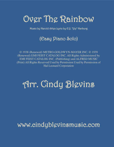 Over The Rainbow From The Wizard Of Oz An Easy Piano Solo Arrangement Sheet Music