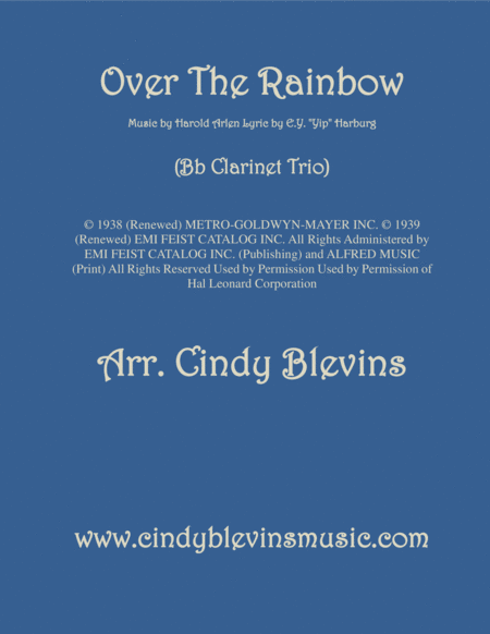 Free Sheet Music Over The Rainbow From The Wizard Of Oz Arranged For Bb Clarinet Trio