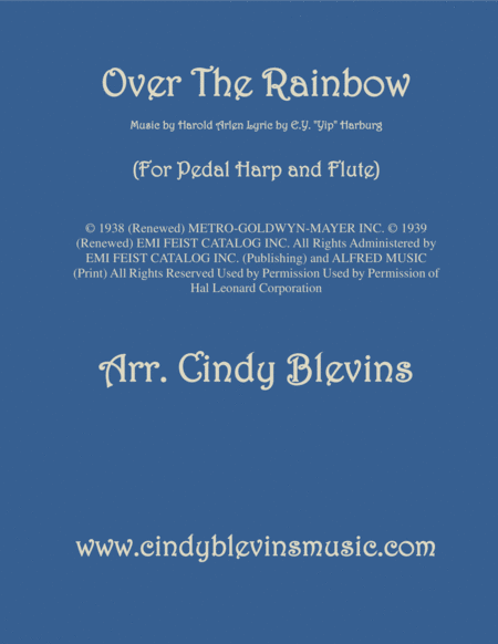 Over The Rainbow From The Wizard Of Oz Arranged For Pedal Harp And Flute Sheet Music