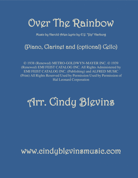 Over The Rainbow From The Wizard Of Oz Arranged For Piano Clarinet And Optional Cello Sheet Music