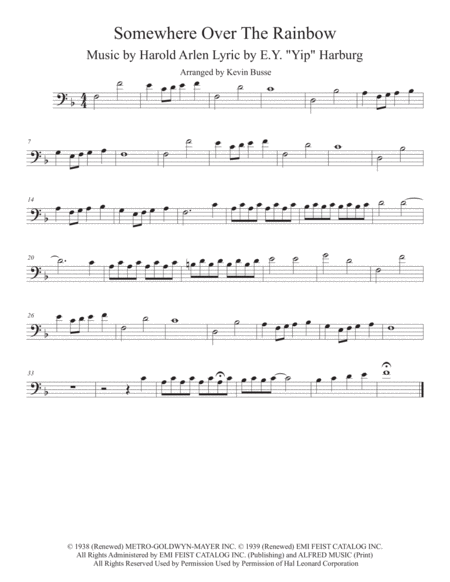 Over The Rainbow From The Wizard Of Oz Bassoon Sheet Music