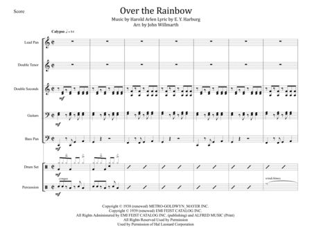 Over The Rainbow From The Wizard Of Oz For Steel Band Sheet Music
