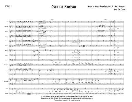 Over The Rainbow From The Wizard Of Oz Jazz Band Small Big Band Sheet Music