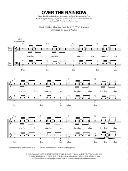 Over The Rainbow From The Wizard Of Oz Quartet Pricing Sheet Music