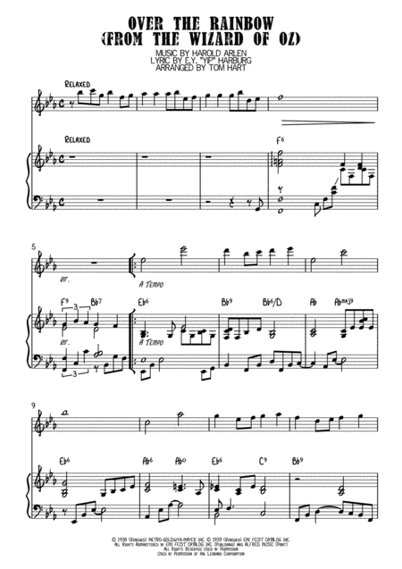 Over The Rainbow Jazz Version Flute And Piano Sheet Music