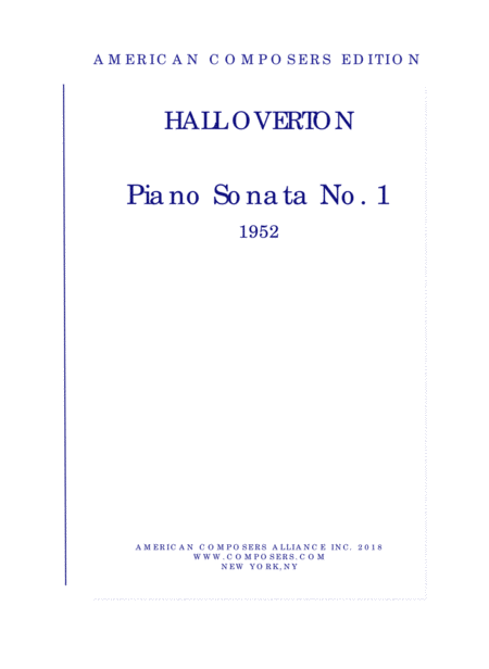 Overton Piano Sonata No 1 Sheet Music