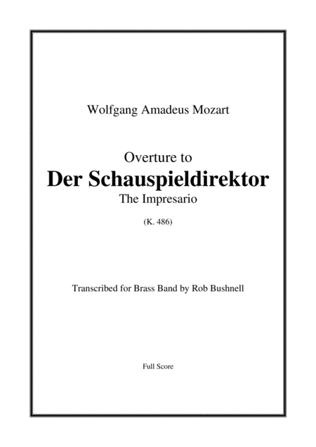 Overture Der Schauspieldirektor The Impresario Mozart Brass Band Sheet Music