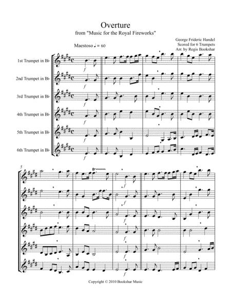 Free Sheet Music Overture From Music For The Royal Fireworks 6 Trp