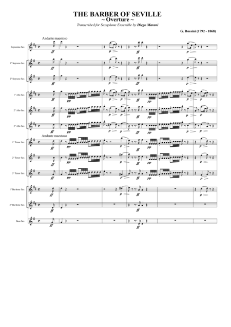 Free Sheet Music Overture From The Barber Of Seville For Saxophone Ensemble