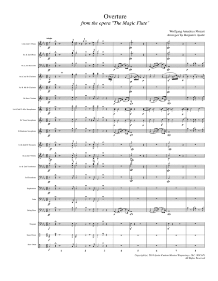 Overture To The Magic Flute Transcribed For Concert Band Sheet Music