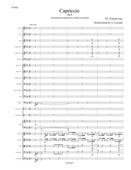 P I Tchaikovsky Capriccio Op 8 Orchestrated By A Leytush Sheet Music