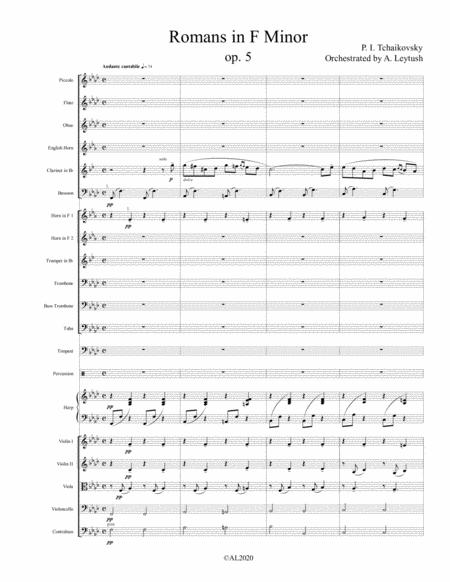 P I Tchaikovsky Romance Op 5 Orchestrated By A Leytush Sheet Music