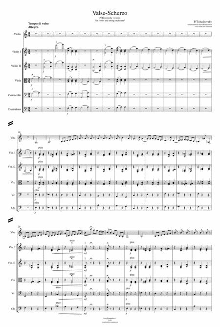 Free Sheet Music P Tchaikovsky Valse Scherzo For Violin And String Orchestra