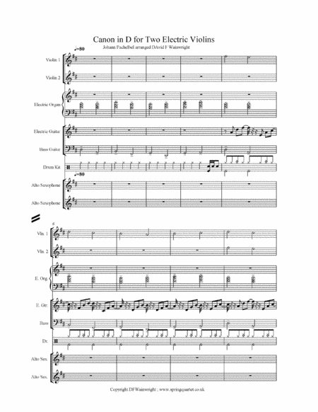 Pachelbel Canon For Electric Violin Duo With Band Parts And Backing Track On Mp3 Sheet Music