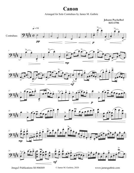 Pachelbel Canon For Solo Contrabass Sheet Music