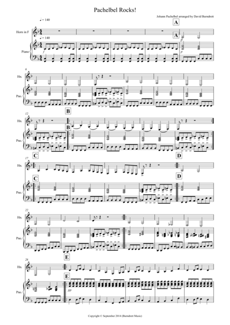 Pachelbel Rocks For Horn In F And Piano Sheet Music