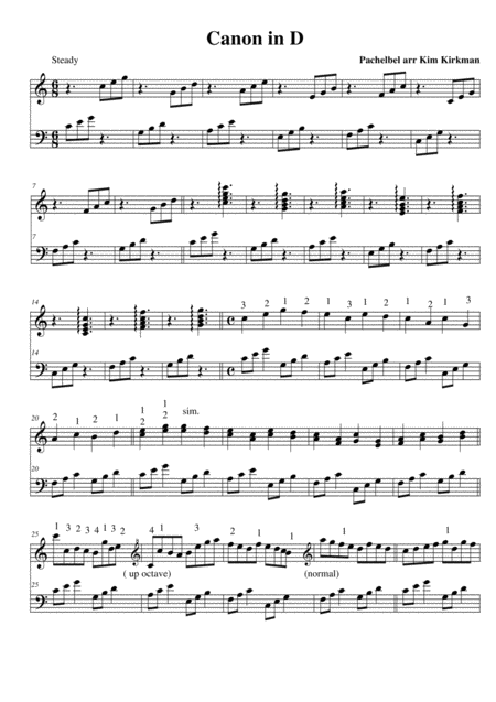 Free Sheet Music Pachelbels Canon In C For Harp