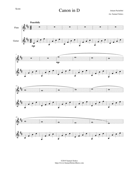 Pachelbels Canon In D For Flute And Guitar Sheet Music