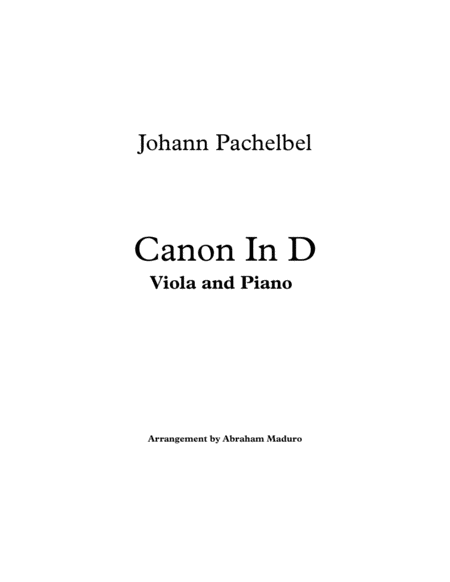 Pachelbels Canon In D Viola And Piano Sheet Music