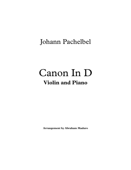 Free Sheet Music Pachelbels Canon In D Violin And Piano