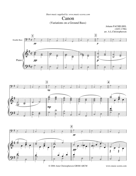 Pachelbels Canon Piano And Double Bass Sheet Music