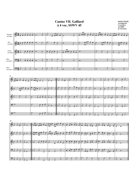 Paduan No 7 Sswv 45 Arrangement For 5 Recorders Sheet Music